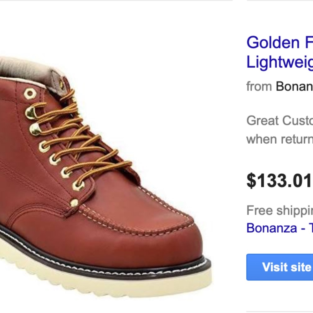 Golden Fox Men's Work Boots 6" Moc Toe Wedge Sole
